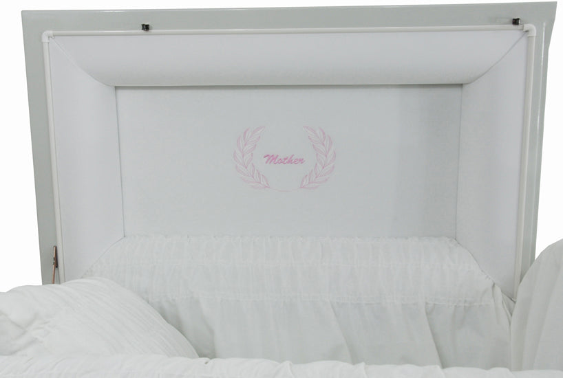 M-2213-FS Mother Casket / White and Copper Brush/ 18 Gauge / Protective