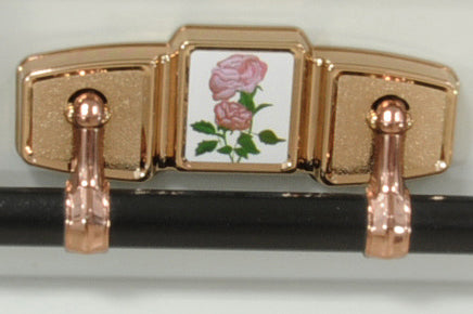 M-2218-FS Mother Casket / 18ga / Eggshell White w/ Lt Pink Accents / Pink Velvet / Rose tan Hardware