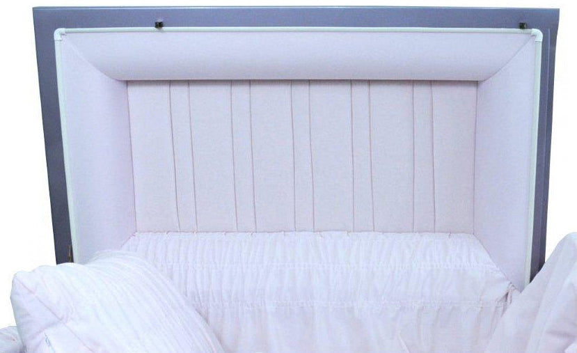M-2223-FS 18Gauge / Lavender Casket w/ Dark Accents / Silver Rose Hardware w/ Pink Velvet