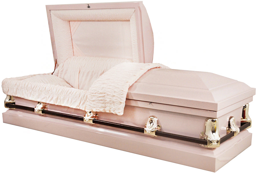 M-4221-FS 20ga / No Seal / Light Pink Finish / Light Pink Crepe / Silver Hardware
