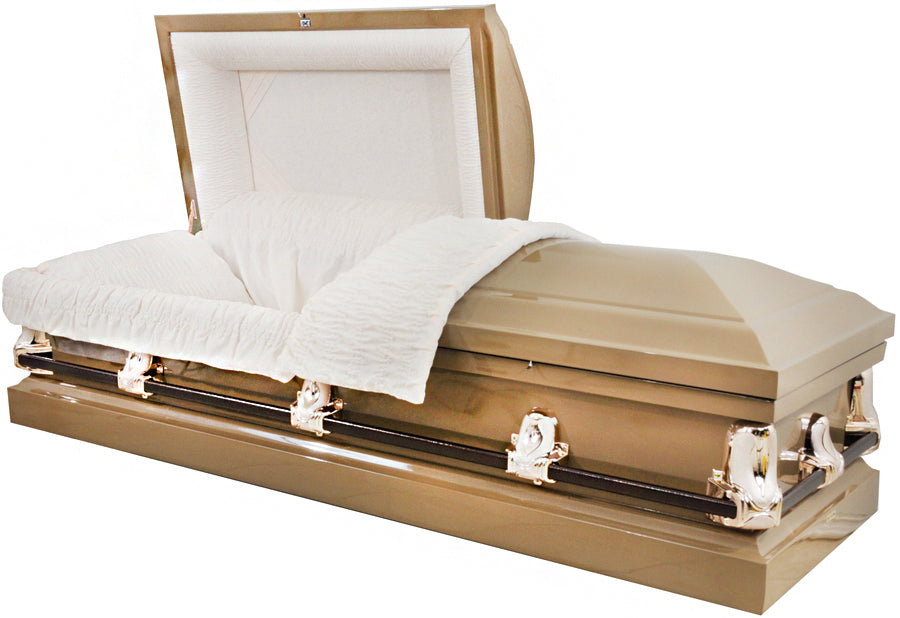 M-4226-FS 20ga / No Seal / Light Brown Finish / Light Beige Crepe / Silver Rose Hardware