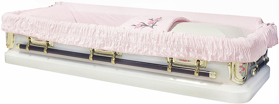 M-4625fc-FS Primrose Priest Casket/18 gauge/Pink Interior w/ Foot Panel and Gold Hardware