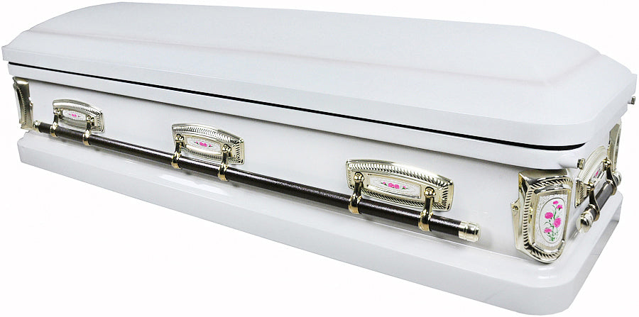 M-4625fc-FS Primrose Priest Casket/18 gauge/Pink Interior w/ Foot Panel and Gold Hardware