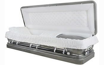 M-4626fc-FS Priest Casket/18ga/Silver/White Interior/Foot Panel/Silver Hardware