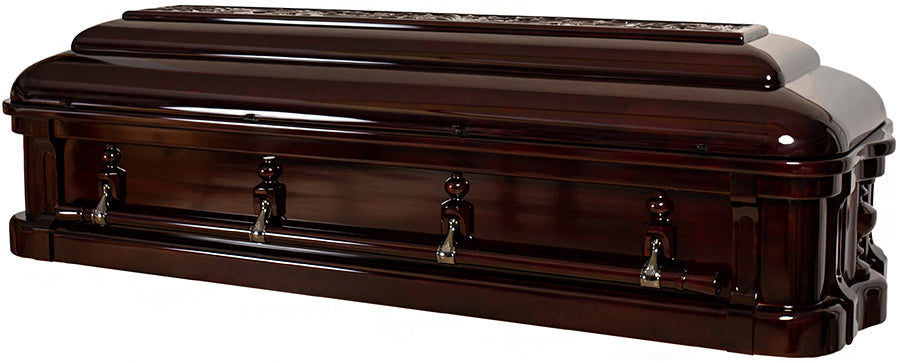 W-4679-FC-FS Solid Mahogany with Carved Top/Full Couch/Chinese Writing/Red Velvet Interior