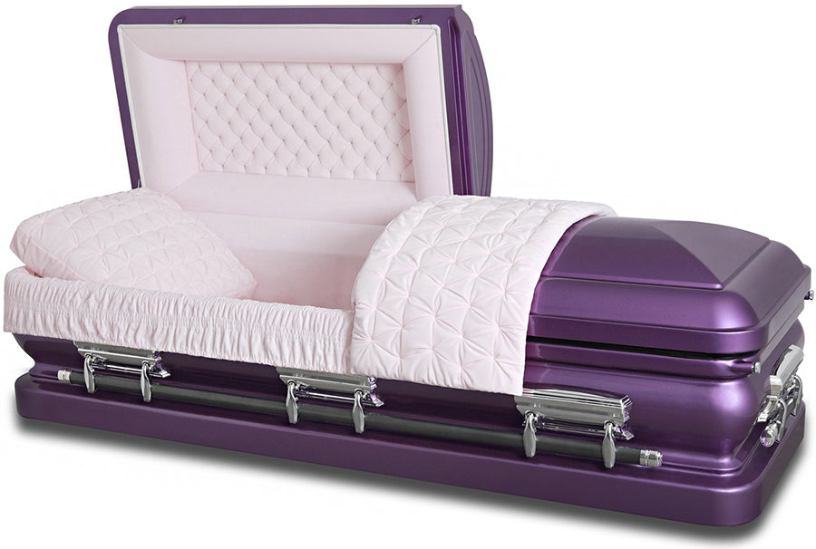 M-4723-FS 18gauge / Purple Urn / Silver Hardware / Pink Velvet Interior