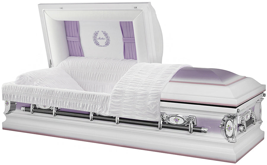 M-4779-J-FS 18ga / Lavender Mother w/Curtains / White and Lavender / White velvet interior / Lavender flower