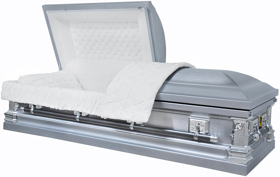 M-6306B-FS Silver with Natural Brush / 18ga / White Velvet Interior / Silver Hardware