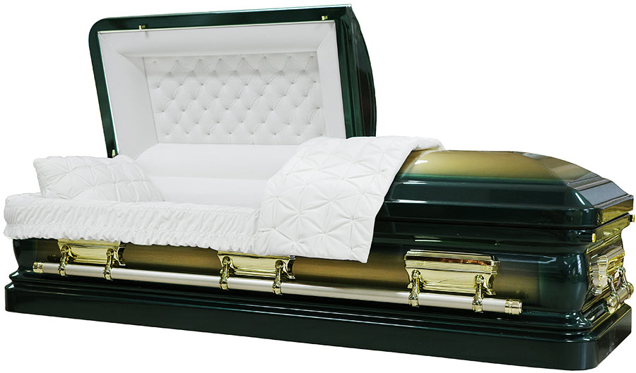 M-7315-A-FS Hunter Green / Natural Brush / 18g / Yellowish-Beige Velvet Interior / Gold Hardware