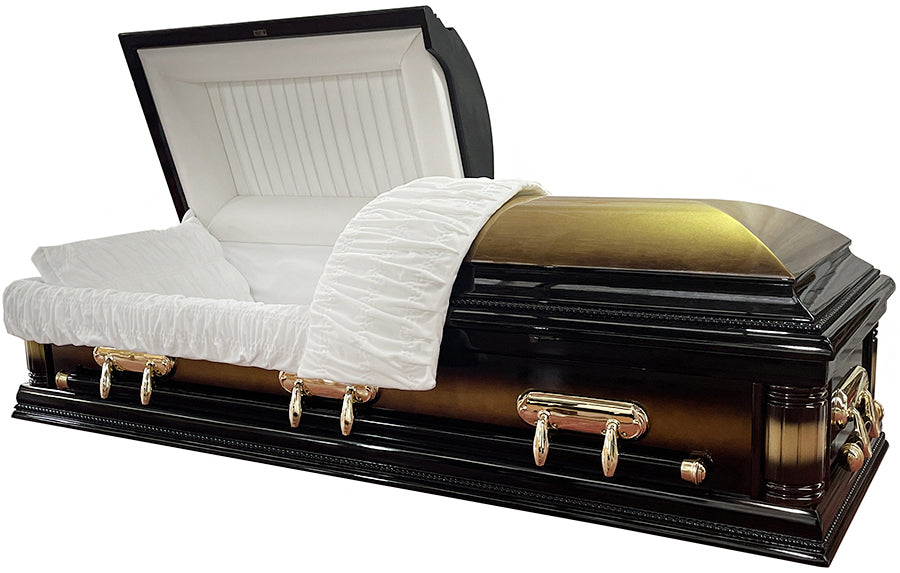 W-7382-FS Solid Poplar / Gold & Black Wood / White Velvet Interior / High Gloss / Gold hardware