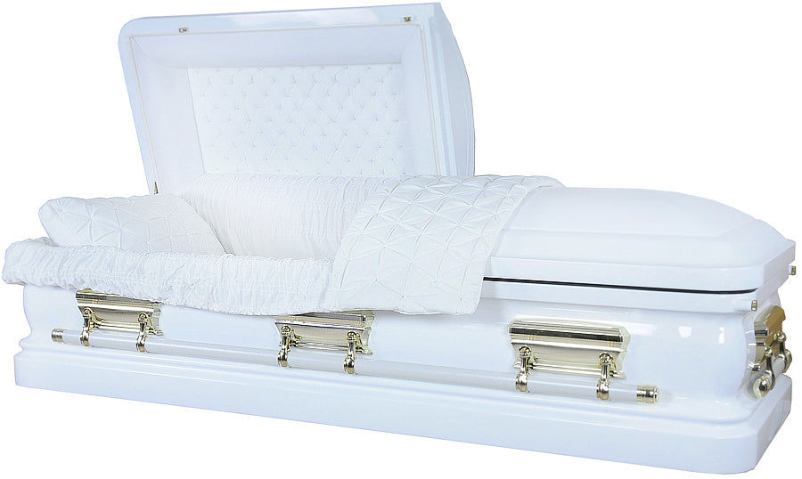 M-7454-FS White finish / White Velvet Interior / Gold Hardware / 18ga