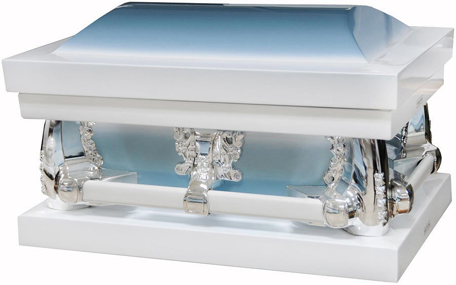M-7913-FC-FS-23" Blue and White Child's Casket with Blue Interior