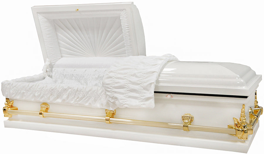 M-7934-HC-FS-55" White Child's Casket with White Interior