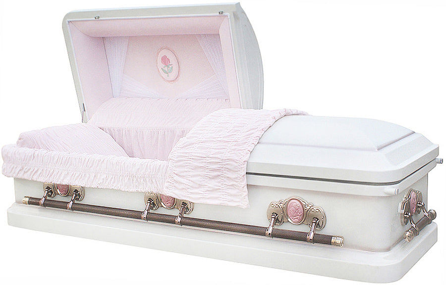 M-8000-FS Cameo Rose Casket/18ga/Light Pink Velvet interior