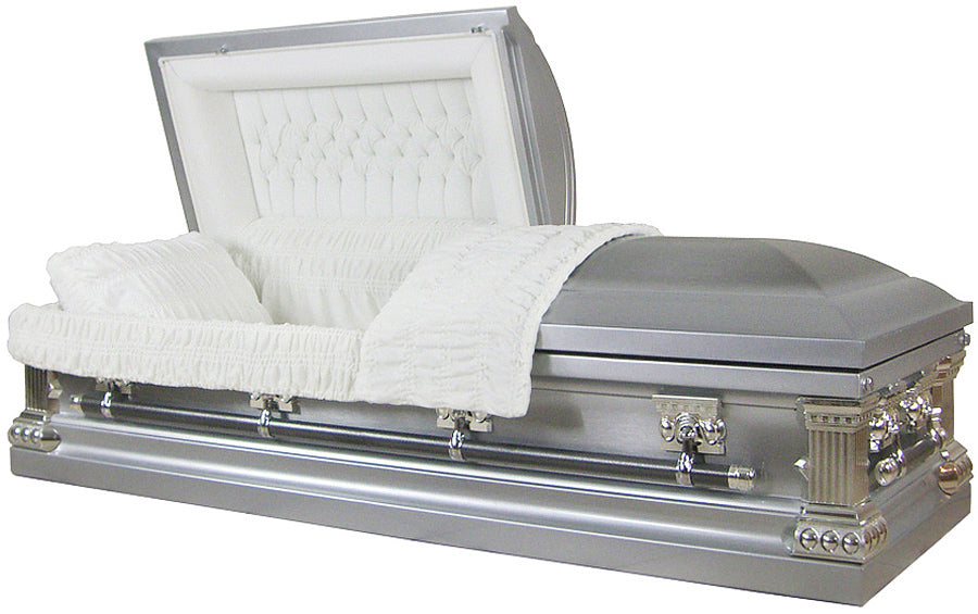 M-8100-FS 18 Gauge Steel Casket / Natural Brush Silver Finish