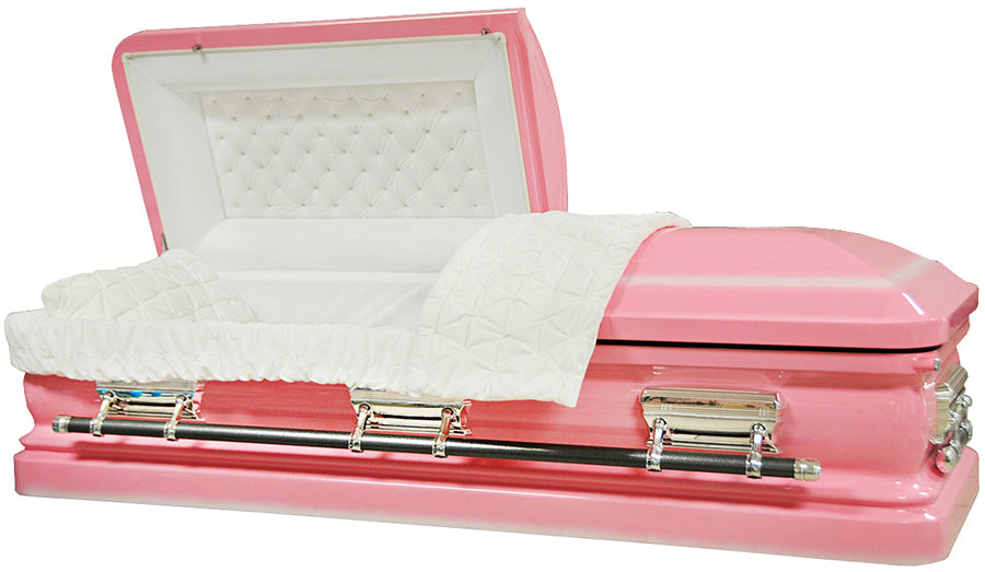 M-8125-FS 18ga / Pink with white Accent / Silver hardware / White Velvet Interior / Urn Shell