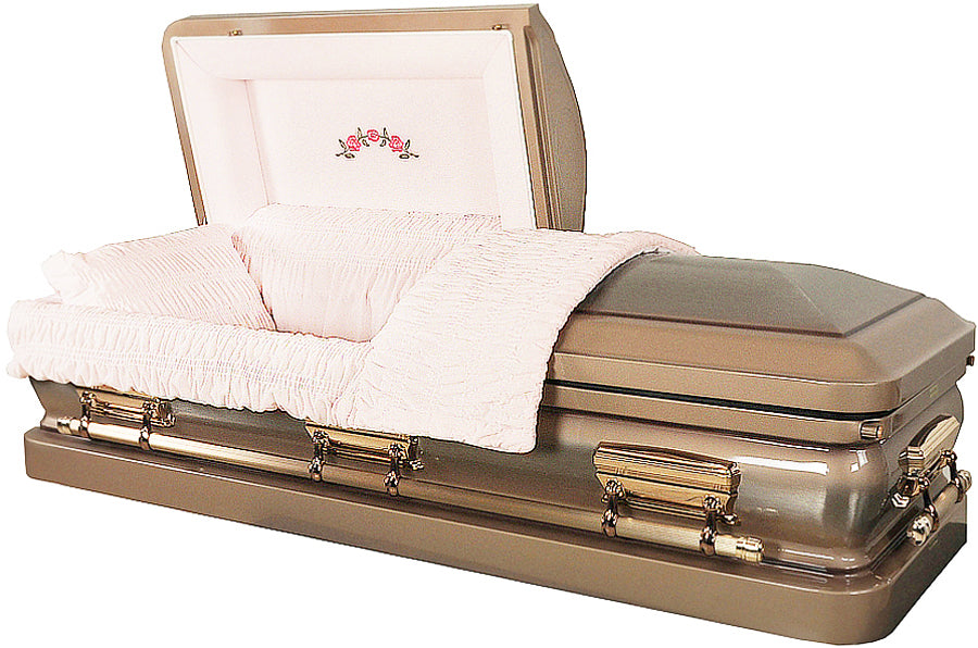 M-8162-FS 18 Gauge Steel Casket / Pink Velvet Interior