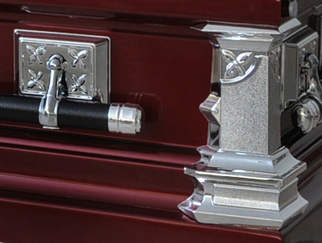 M-8206-FS Burgundy Casket / 18ga / White Velvet