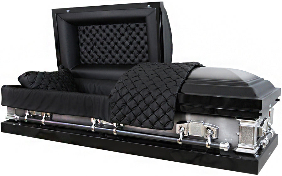 M-8221-FS Black w/ Natural Brush / Black Quilted Leather Look / Silver Hardware / Protective