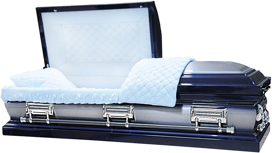 M-8354-FS Navy Blue / Natural Brush / Light Blue Velvet / Silver Hardware