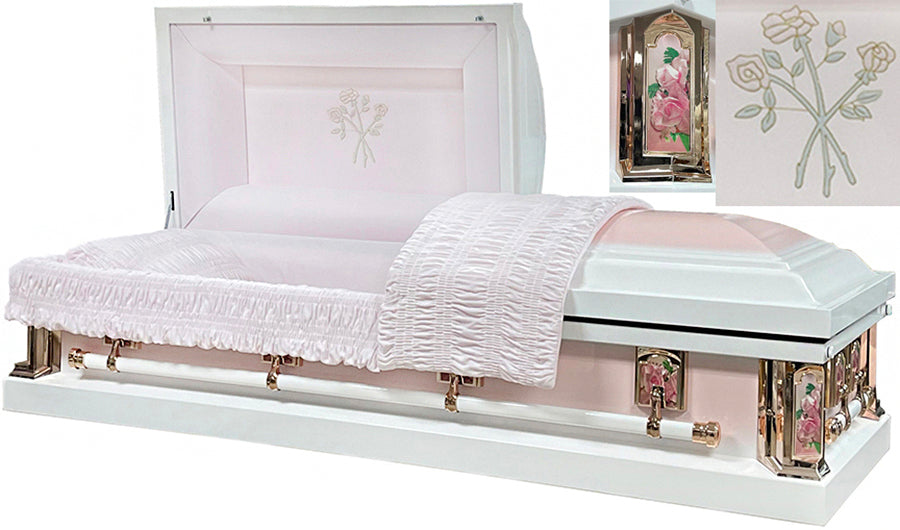 M-8417-FS 18ga / White Finish / Light Silver Accent / Light Pink Interior