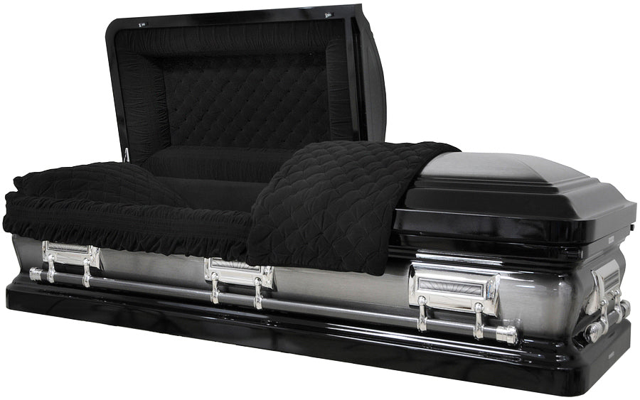 M-8458-FS Black with Natural Brush / Black Velvet / Silver Hardware / 18 Gauge/ Protective