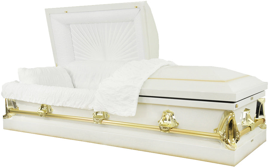 M-8501-FS (With Seal) White w/Gold Accents/20g/White Crepe/Gold Hardware