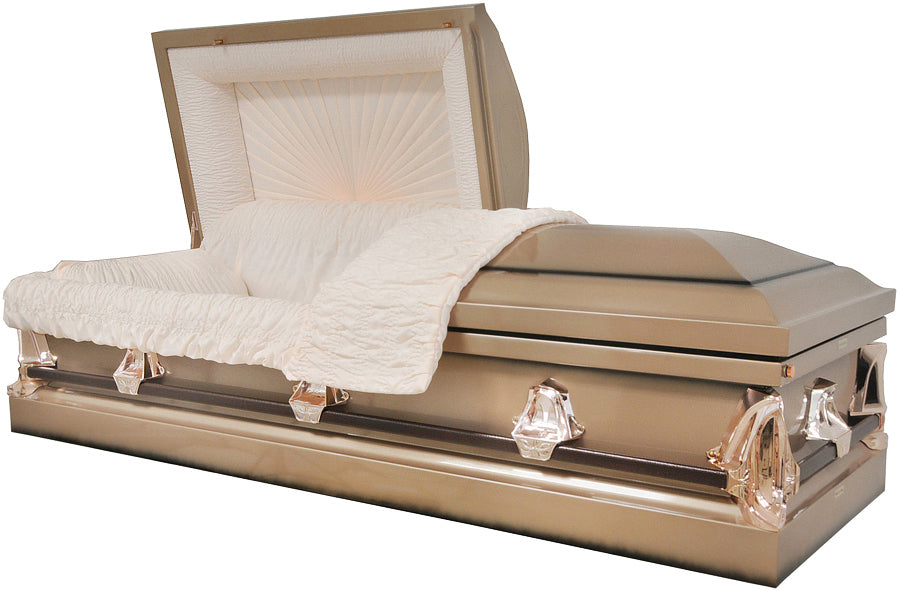 M-8505-FS (With Seal) Lt Brown w/Black Accents/20g Peach Crepe/Silver Rose Hardware