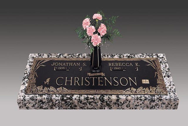 C-GB173 V1 "Fruit of Lilfe" Companiionn Bronze over Granite Marker with vase