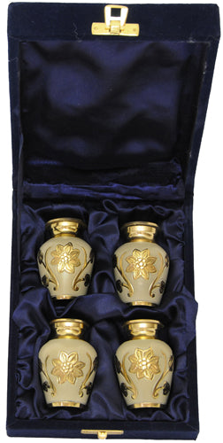 001-C-FS - 4 Mini Brass Urn / Velvet Box