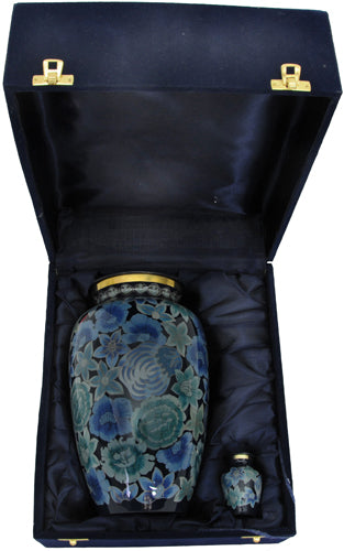 006-A-FS - Brass Urn Blue w/Flowers