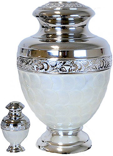 010-A-FS - Brass Urn / Mother Pearl with Silver Trim