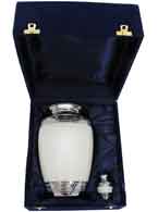 011-A-FS - Brass Urn / White with Silver Trim