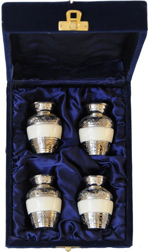 011-C-FS - 4 Mini Brass Urn Velvet Box