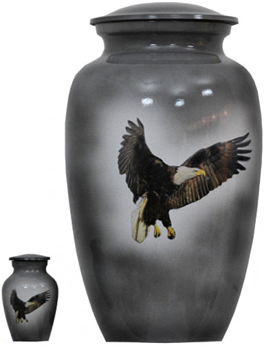 124-A-FS - Brass Urn / Gray with Bald Eagle