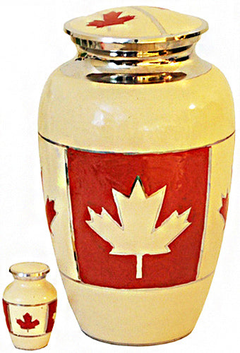 143-A-FS - Brass Urn / White and Red/w Maple Leaf
