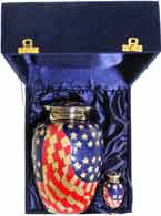 017-A-FS   Brass Urn / Red White & Blue with Gold Trim