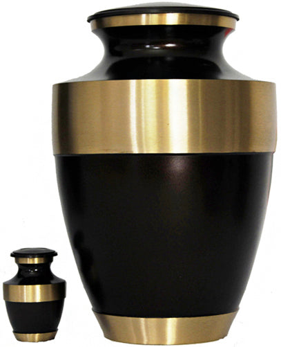 021-A-FS - Brass Urn / Dark Brown with Gold Trim