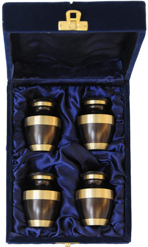 021-C-FS - 4 Mini Brass Urn Velvet Box