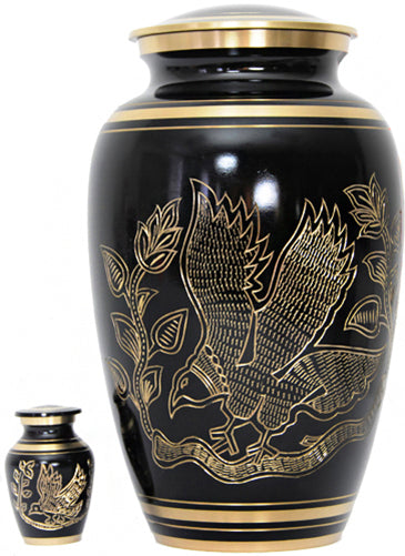 025-A-FS - Brass Urn Black/w Gold Eagle