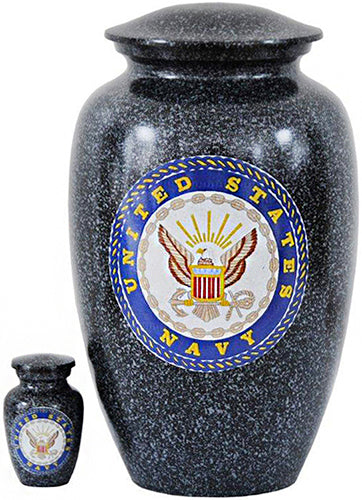 252-A-FS - Brass Urn / Navy, Gray and Black with Speckles