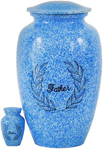 260-A-FS - Brass Urn / Father / Light Blue with Black Speckles