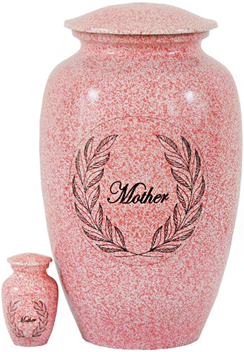 261-A-FS - Brass Urn / Mother / Pink with White Speckles