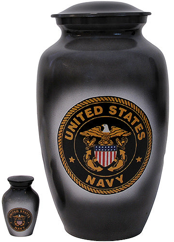 304-A-FS - Brass Urn / Velvet Box / 1 Keepsake / US Navy