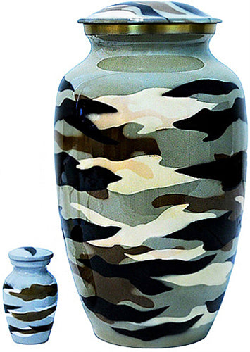 320-A-FS - Brass Urn / Blue Camouflage w/ Gold Trim