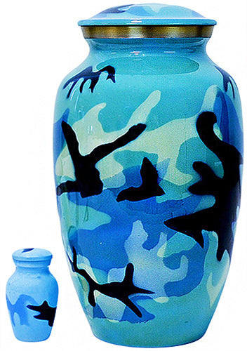 321-A-FS - Brass Urn / Lt Blue Camouflage w/ Gold Trim