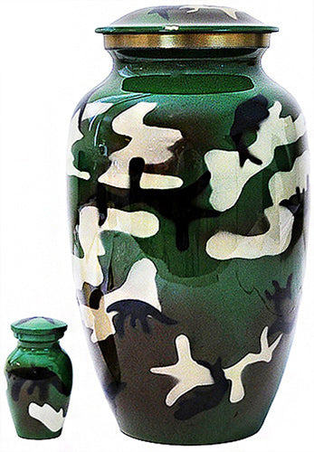 323-A-FS - Brass Urn / Green Camouflage/w Gold Trim