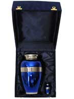 038-A-FS - Brass Urn / Blue with Mirror Trim