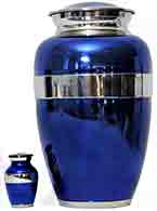 038-A-FS - Brass Urn / Blue with Mirror Trim
