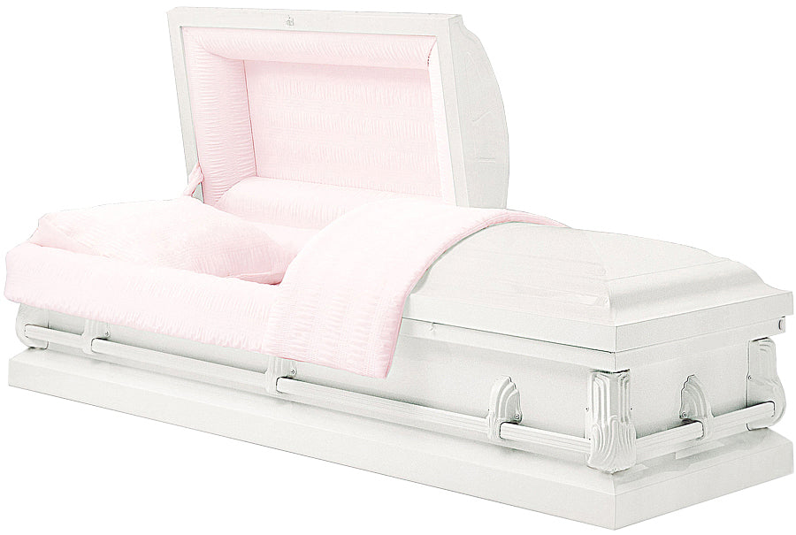 M-3991-FS  20 Gauge Steel Casket / Shiny White Finish / No Seal